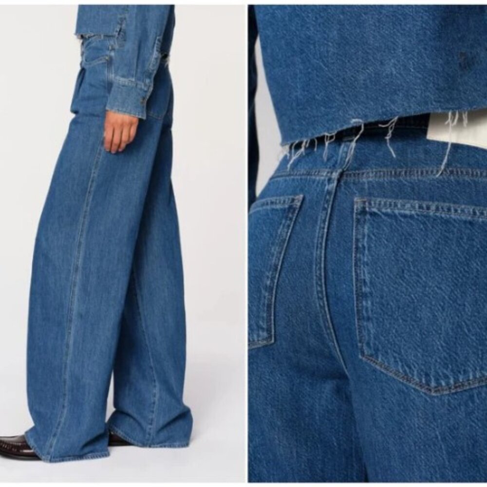 DL1961 Isabel Pleated Mid Rise Wide Leg Jeans Womens 28 North Beach Blue - Picture 8 of 11
